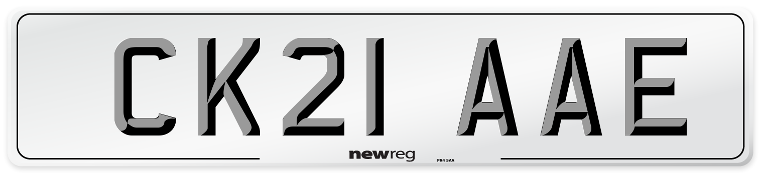 CK21 AAE Number Plate from New Reg